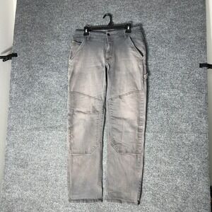 Caterpillar Workwear Carpenter Pants Mens 34x34 Gray Double Knee Utility Faded